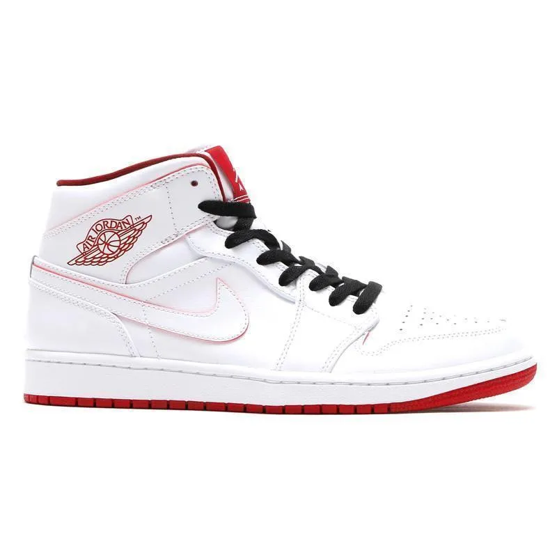 Nike Air Jordan 1 Mid White Red  Shoes Basketball Men Size US 7 - 13 Asics Waterproof Walking Shoes