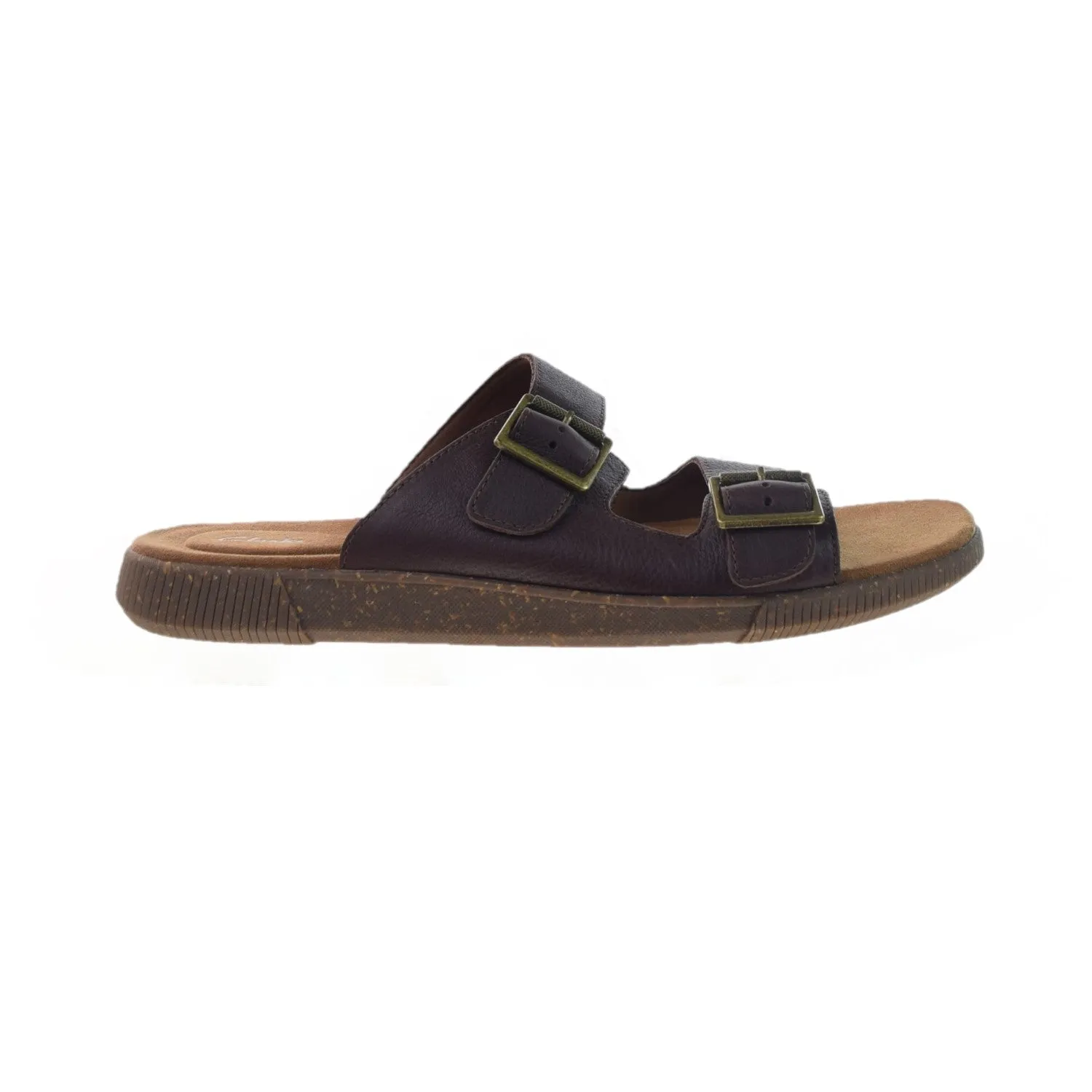 Clarks Vine Cedar Men's Sandals Mahogany Leather Big Fuzzy Slippers