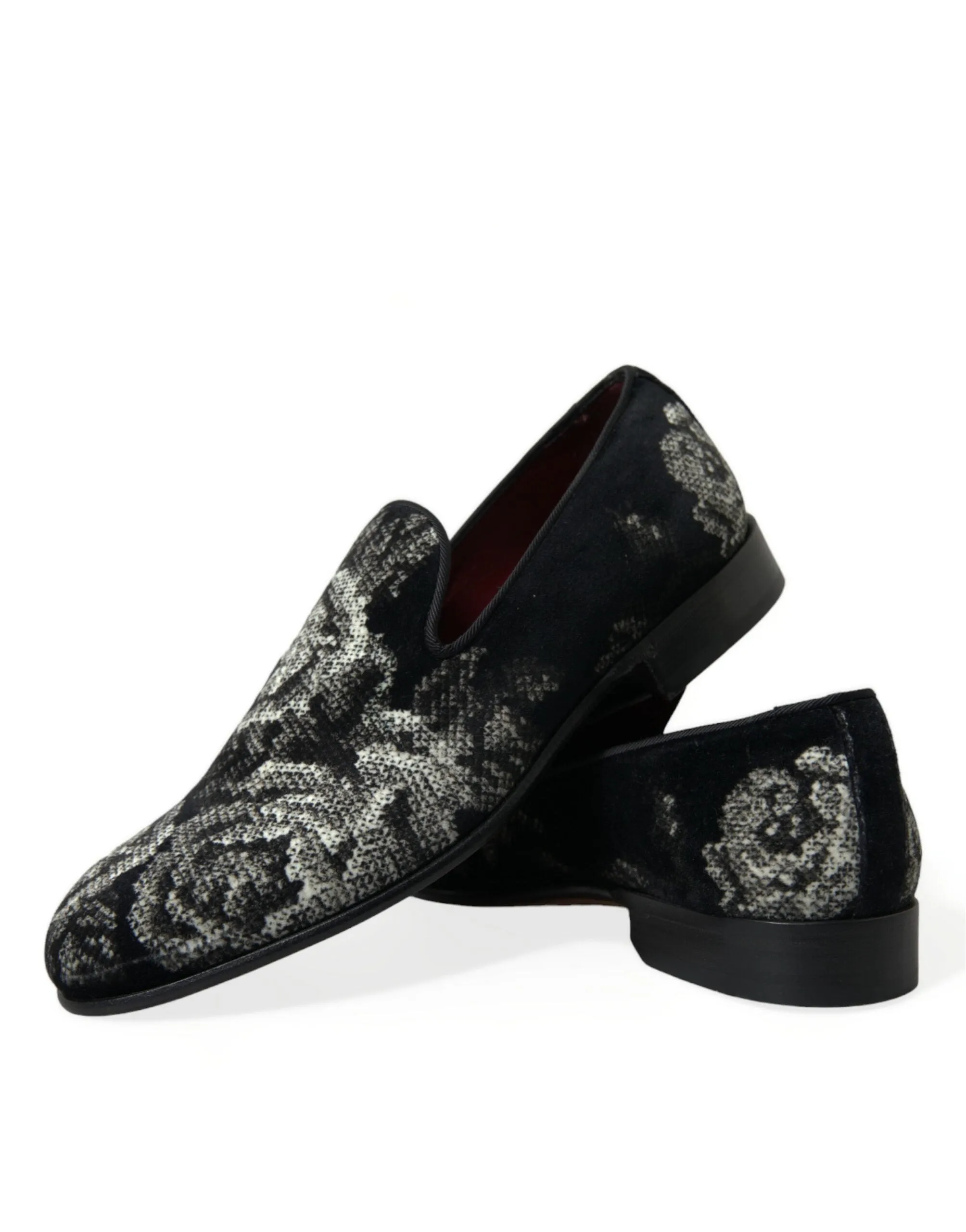 Slippers Hotels Dolce & Gabbana Black Floral Slippers Men Loafers Dress Shoes
