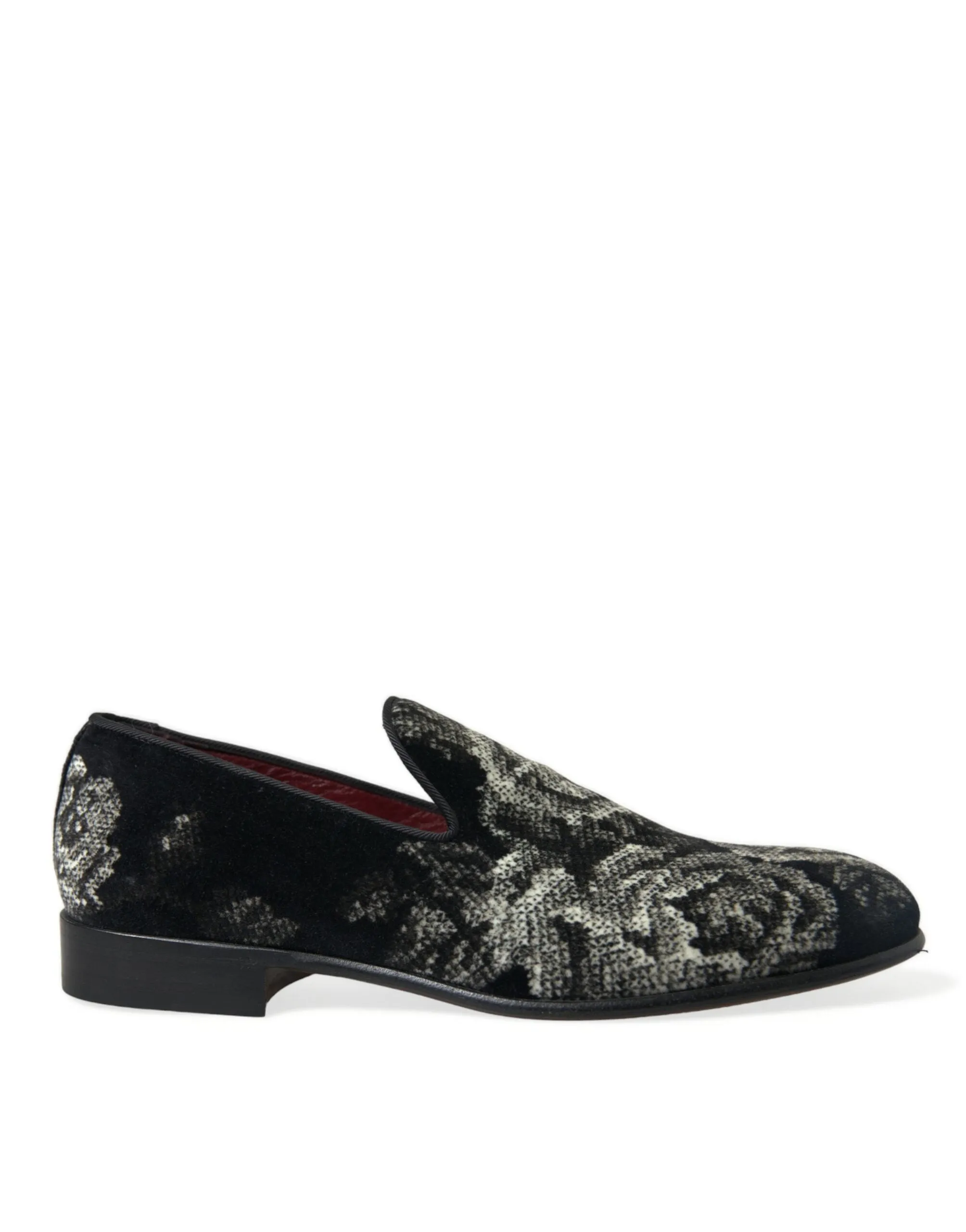 Slippers Warm Dolce & Gabbana Black Floral Slippers Men Loafers Dress Shoes