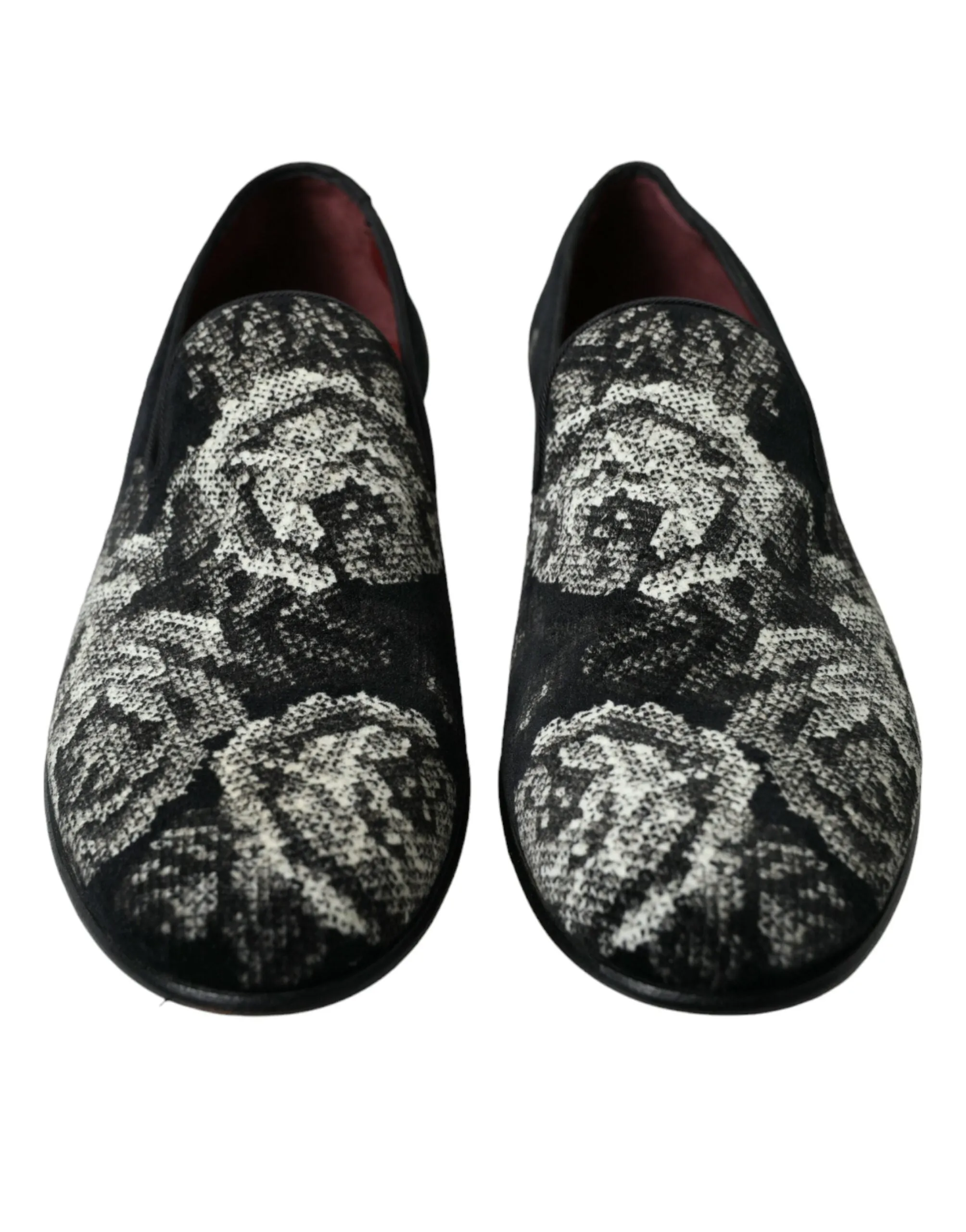 Dolce & Gabbana Black Floral Slippers Men Loafers Dress Shoes Bridesmaid Slippers
