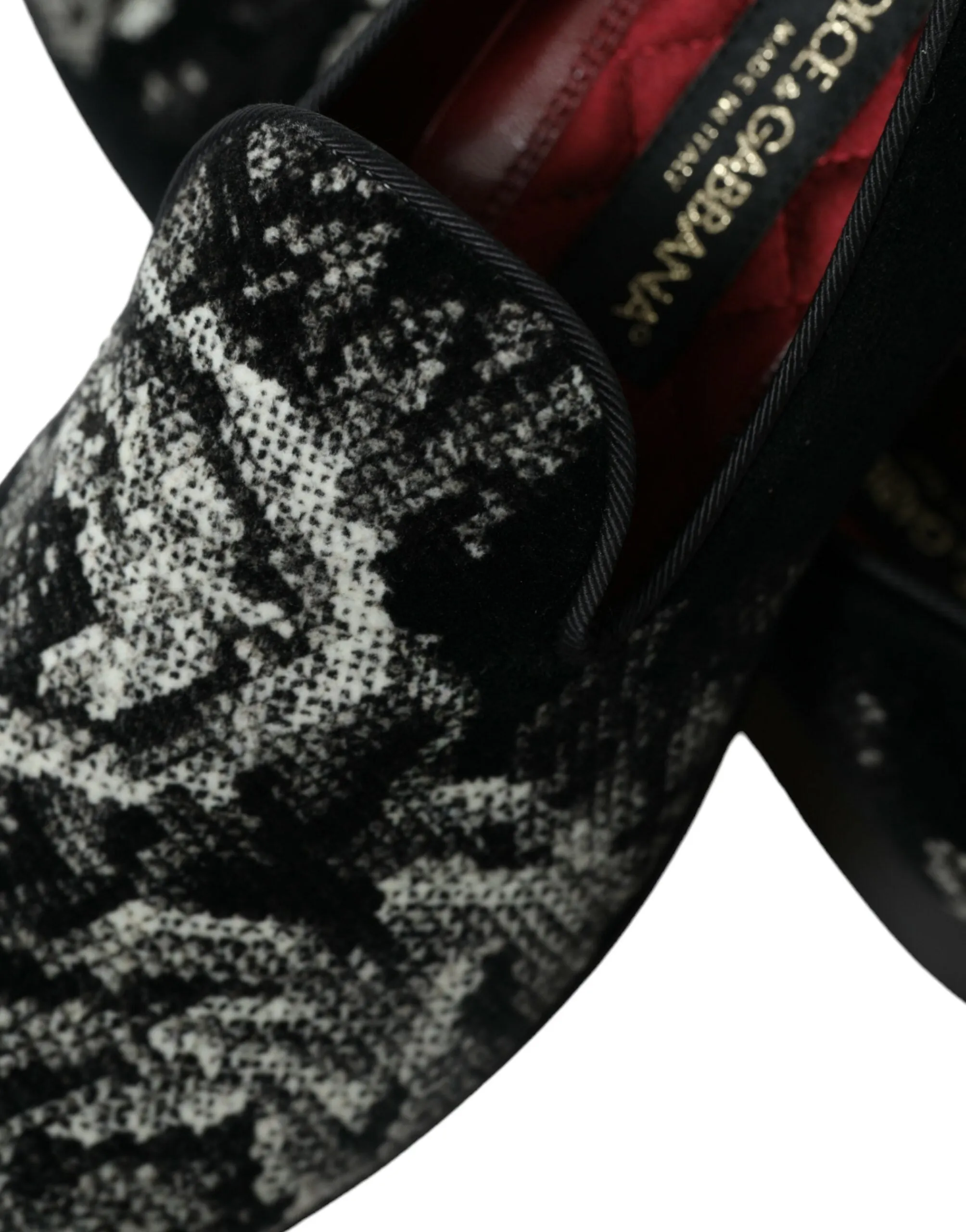 Wedding Ballet Slippers Dolce & Gabbana Black Floral Slippers Men Loafers Dress Shoes