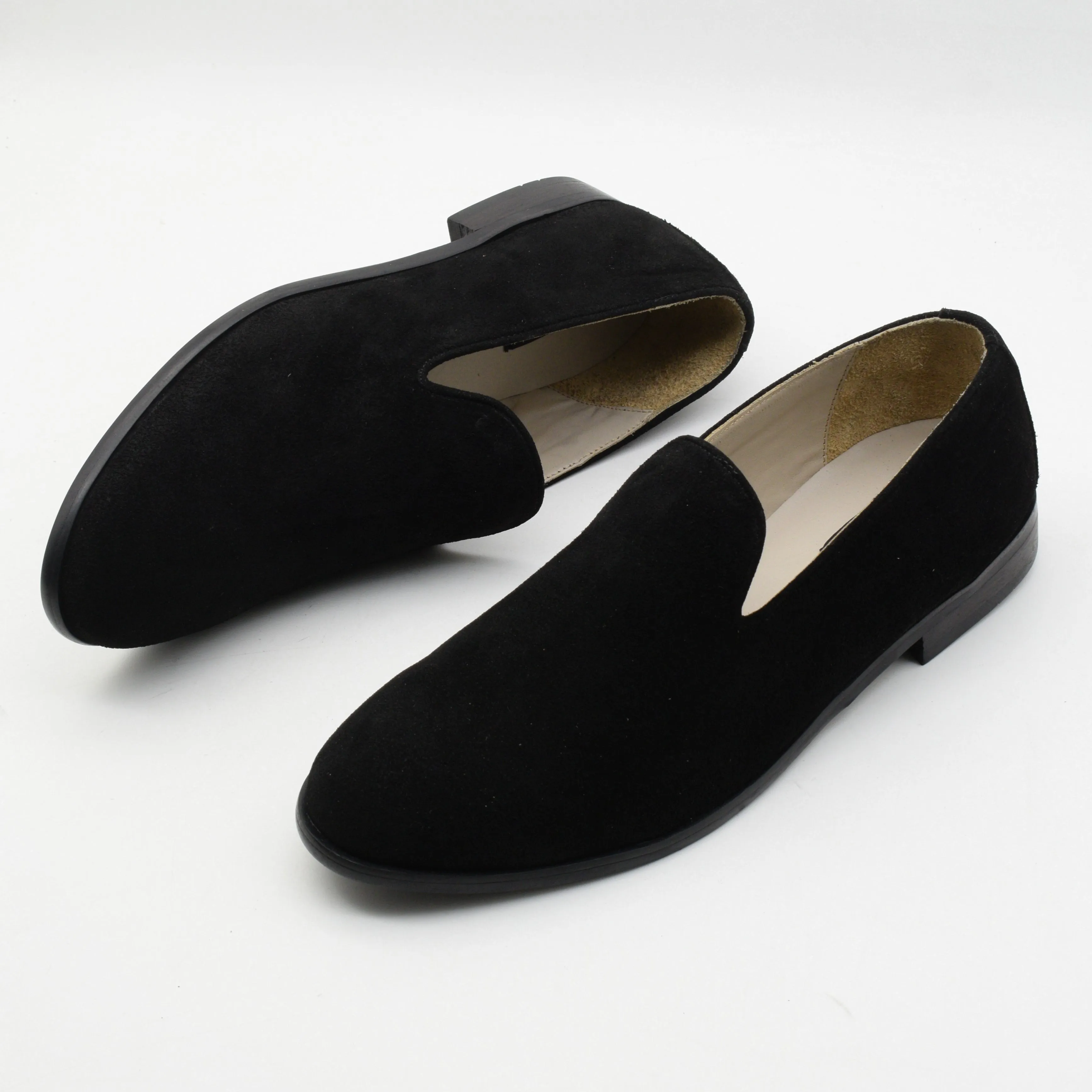 Almond Toe Loafers SUEDE VELVET LOAFERS - BLACK SOLE
