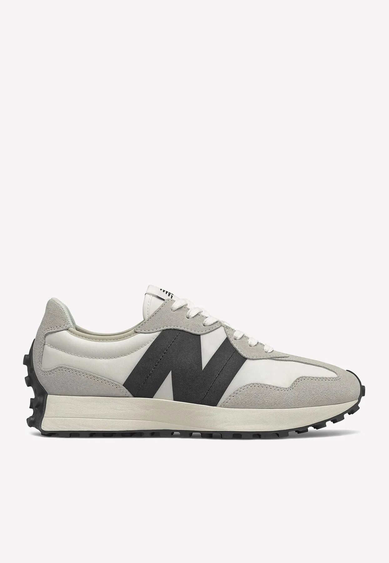 327 Low-Top Sneakers in Sea Salt with Black 9060 New Balance Grey