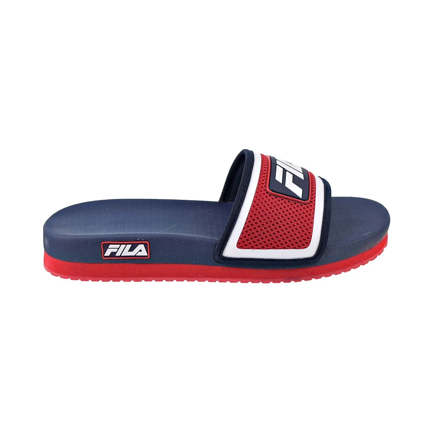 Fila Men's Lunar Slides Dress Blue-Red-White Ladies House Shoes Slippers