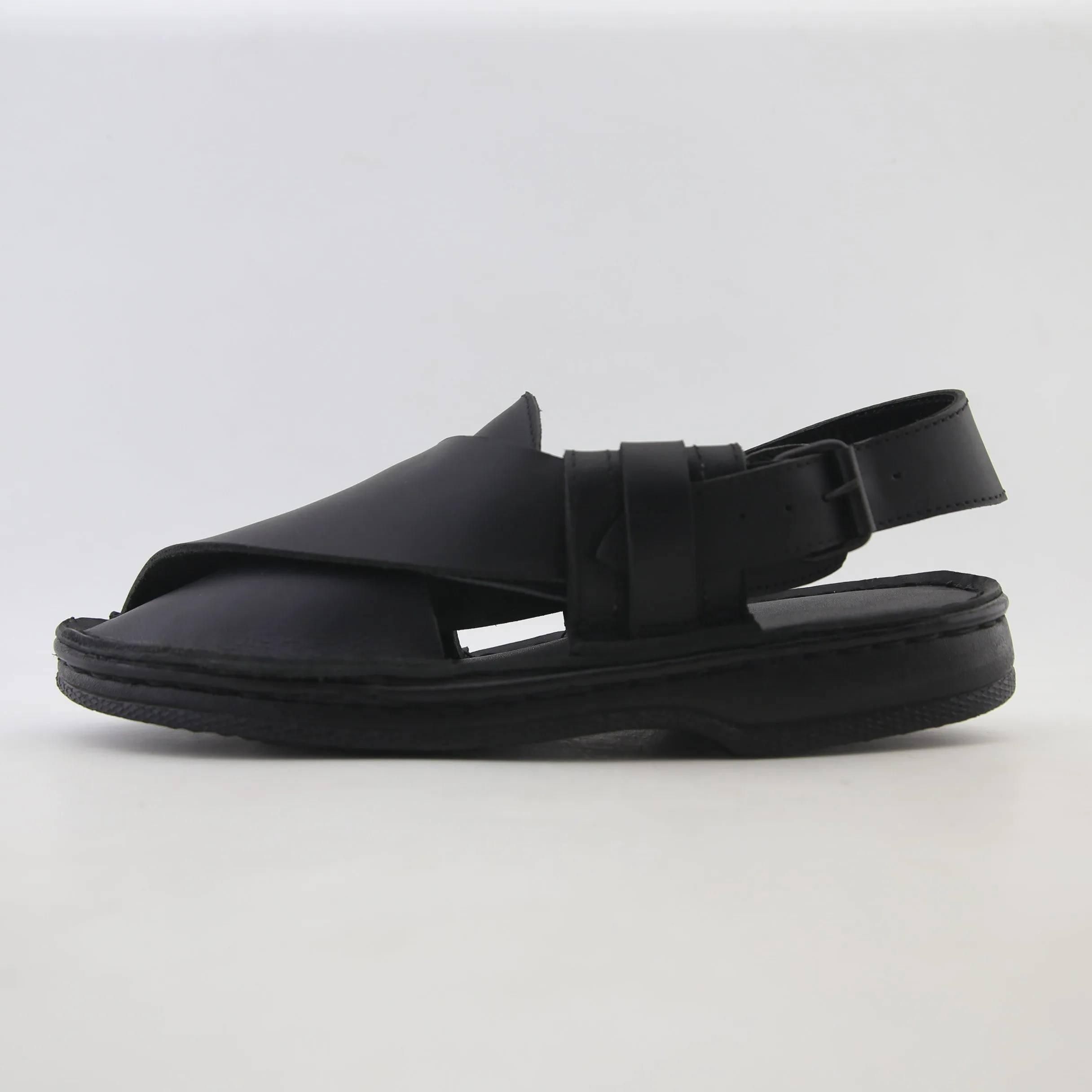 Slides With Cushion Peshawari Chapal (Black)