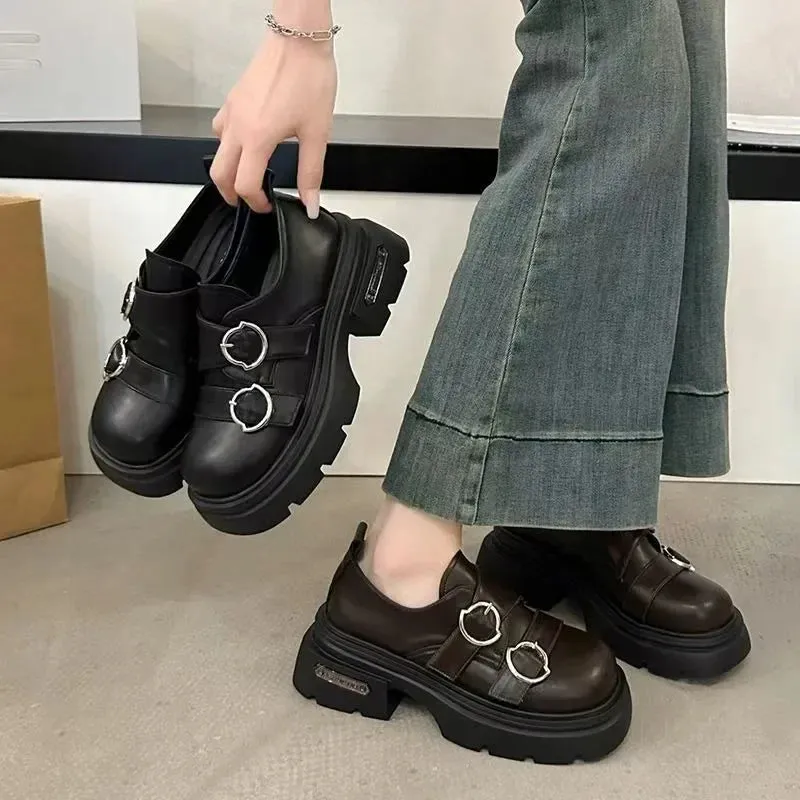 Easy Spirit Loafers binfenxie  -  Women Platform Vintage Shoes Black Oxford Shoes Autumn Brown PU Leather Loafers Women Fashion Female Thick Sole Shoes