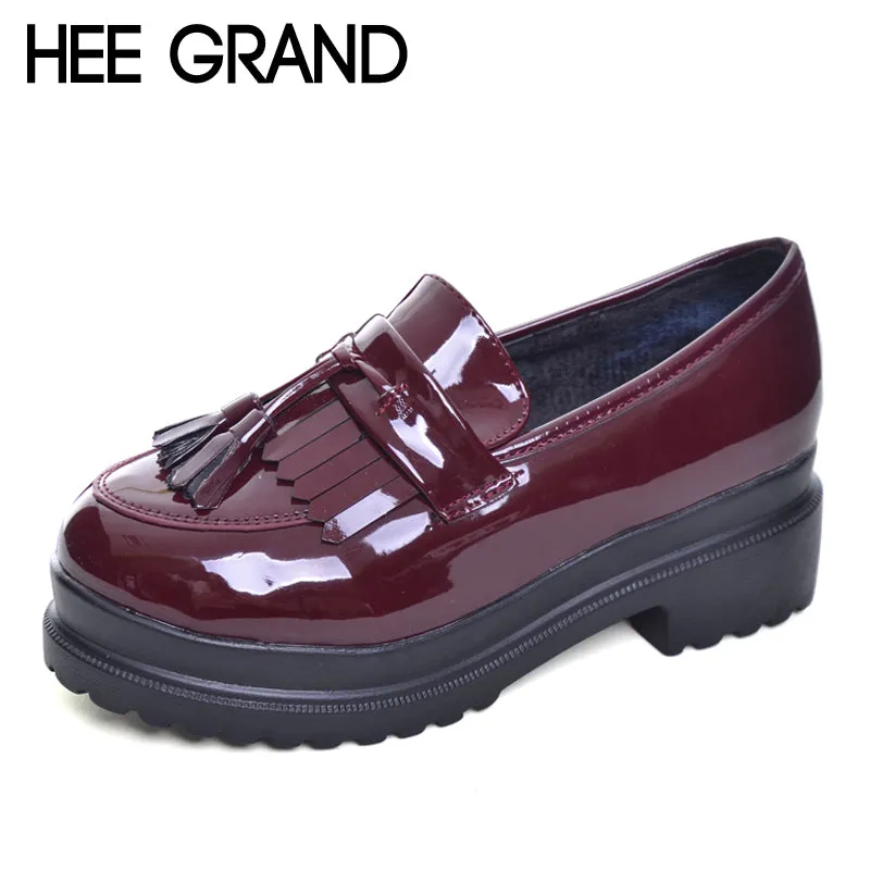 Women Oxfords British PU Patent Leather Platform Flats Shoes Zerøgrand Meritt Wingtip Oxfords