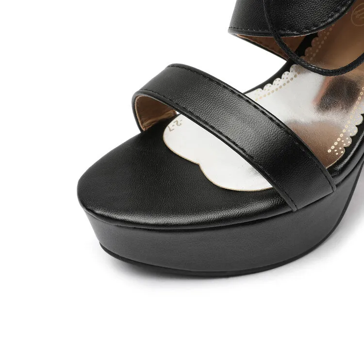 Women's Incline Strap Cross Ankle Strap Platform Chunky Heel Sandals Slip Sandals