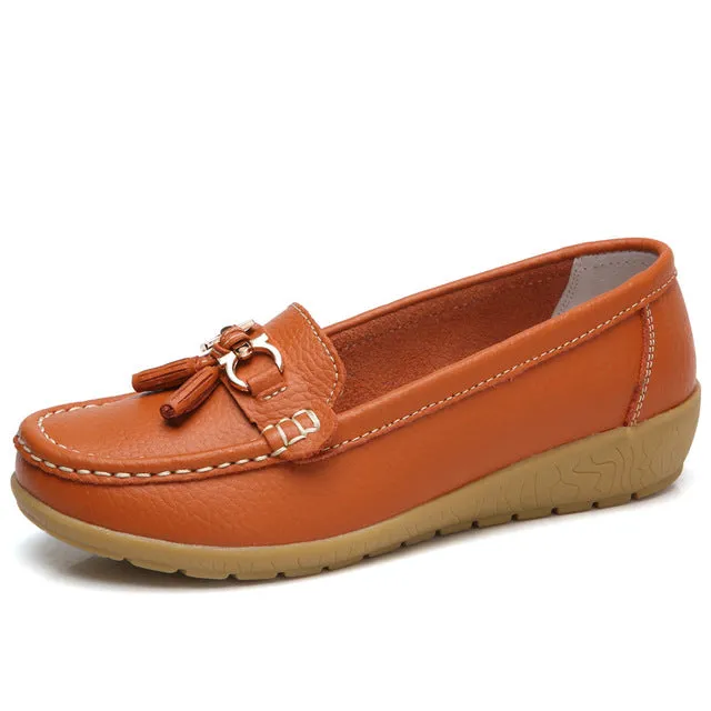 Tights With Loafers Women shoes 2018 summer mother shoes woman flats soft bottom genuine leather ladies shoes ballet flat shoes sneakers njk98