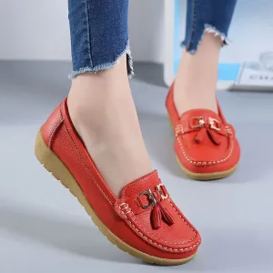 Women shoes 2018 summer mother shoes woman flats soft bottom genuine leather ladies shoes ballet flat shoes sneakers njk98 Loafers Platforms