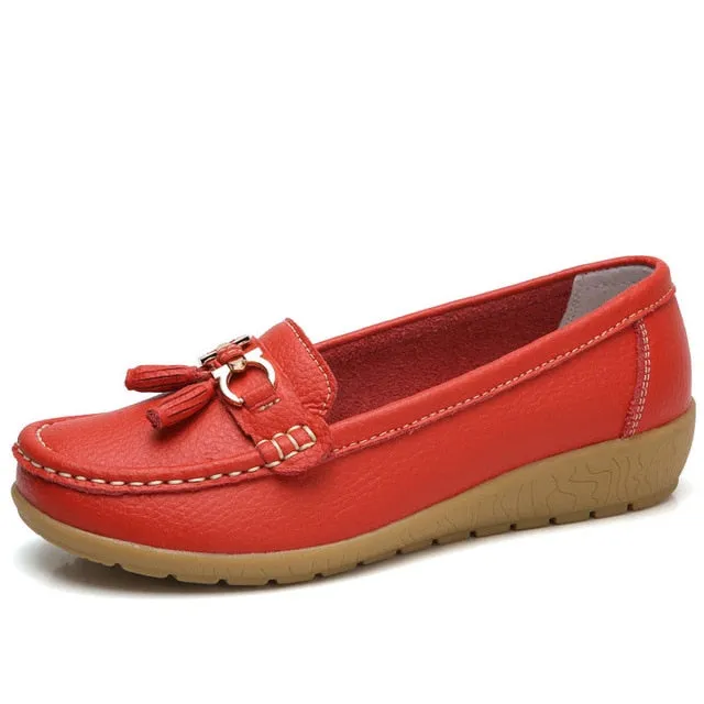 Women shoes 2018 summer mother shoes woman flats soft bottom genuine leather ladies shoes ballet flat shoes sneakers njk98 Maxi Sole Loafers