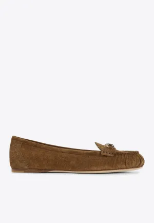 Nine West Heeled Loafers Horsebit GG Suede Loafers