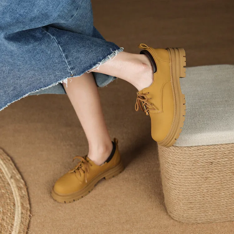 Women's Round Toe Lace Up Oxford Shoes Loafers And Oxfords Canada