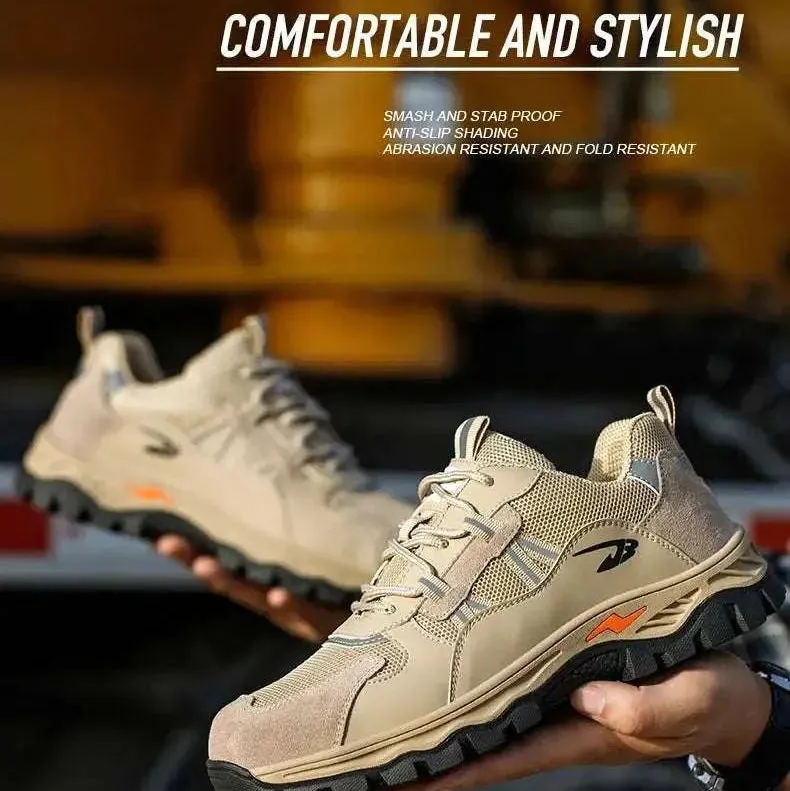 8 Wedge Sole Work Boots Breathable Steel Toe Work Shoes  Lightweight, Anti-Impact Safety Footwear