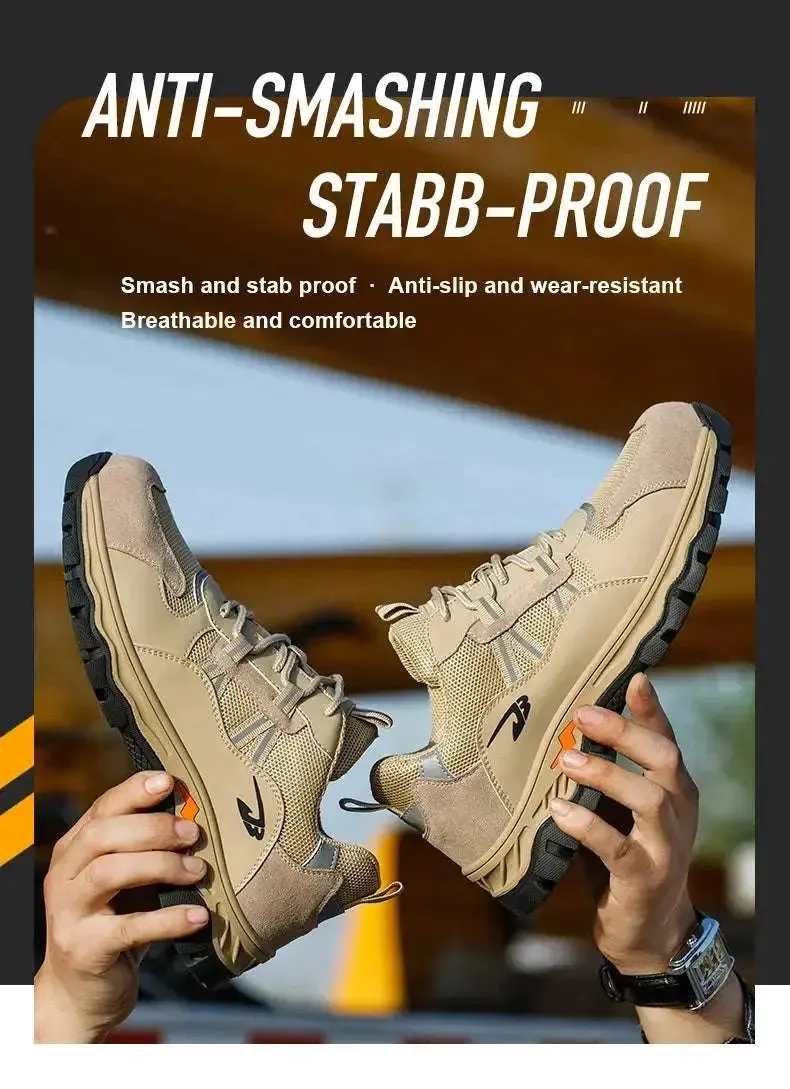 Best Work Boots For Farmers Breathable Steel Toe Work Shoes  Lightweight, Anti-Impact Safety Footwear