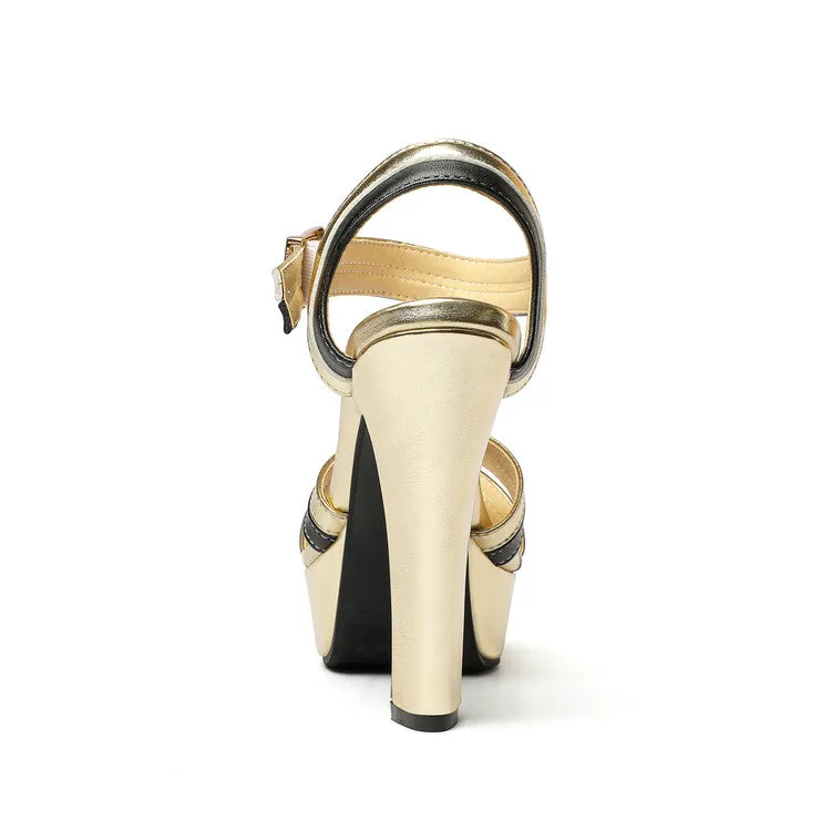 Doc Marten Sandals Women's Cross Strap Color Block Platform Chunky Heel Sandals