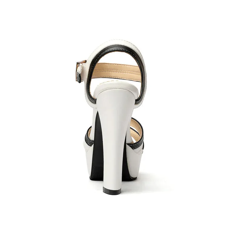 Sandals Resort Bahamas Women's Cross Strap Color Block Platform Chunky Heel Sandals