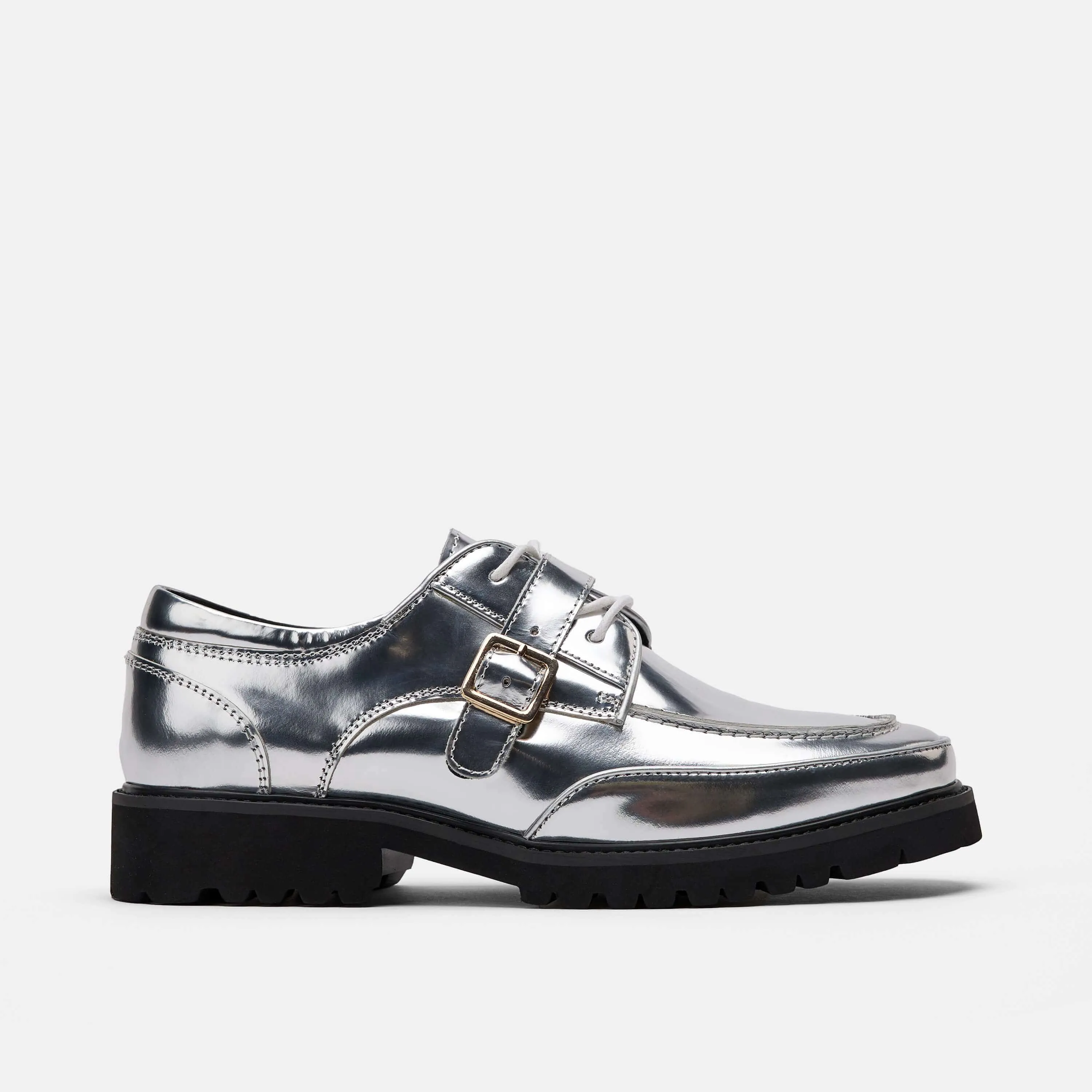 Ms. Atlas Chrome Patent Leather Lug Derby Restricted Shoes Oxfords