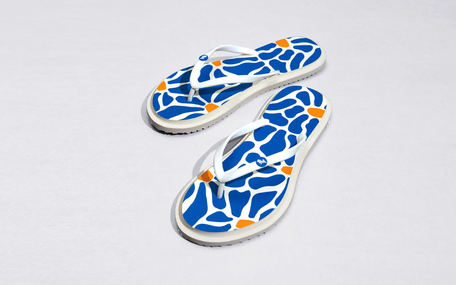 Printed Flip Flops : Blue Faux Suede Flip Flops
