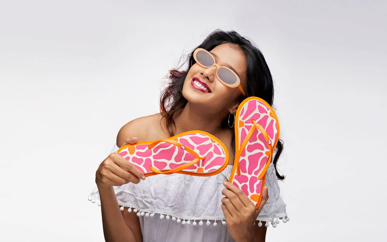 Happy Birthday With Flip Flops Printed Flip Flops : Pink