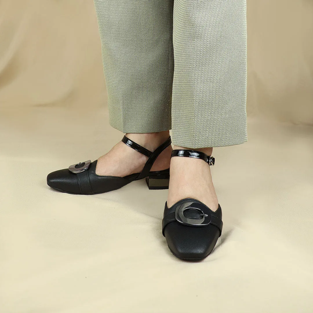 Work Boots Ca3526 Square-Toe Ankle Strap Low Heels 1.5"inch [Office Wear Series]