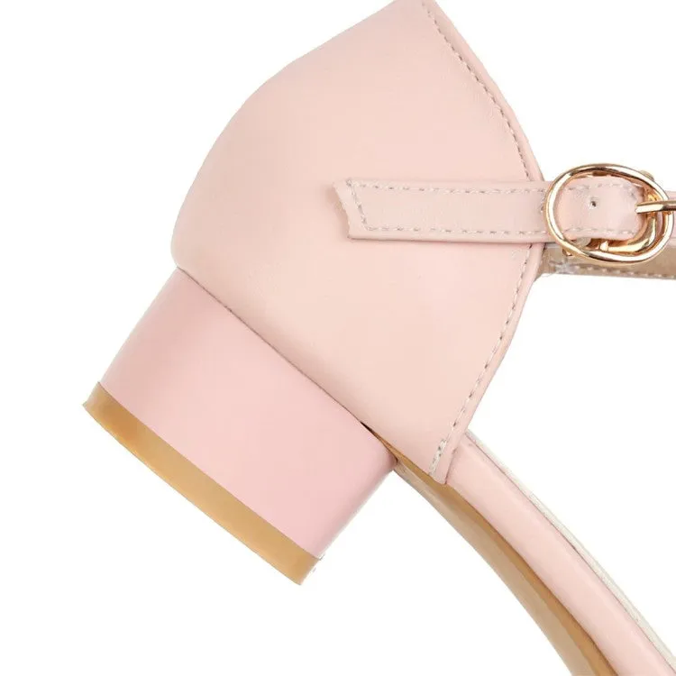 Natural Soul Sandals Women's Peep Toe Butterfly Knot Pearls Hollow Out Ankle Strap Block Heel Low Heels Sandals