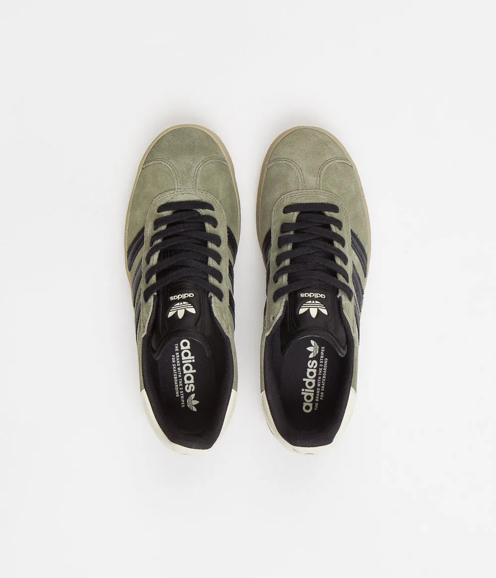 Adidas Gazelle ADV Shoes - Olive Strata / Core Black / Ecru Tint Adidas Water Resistant Shoes