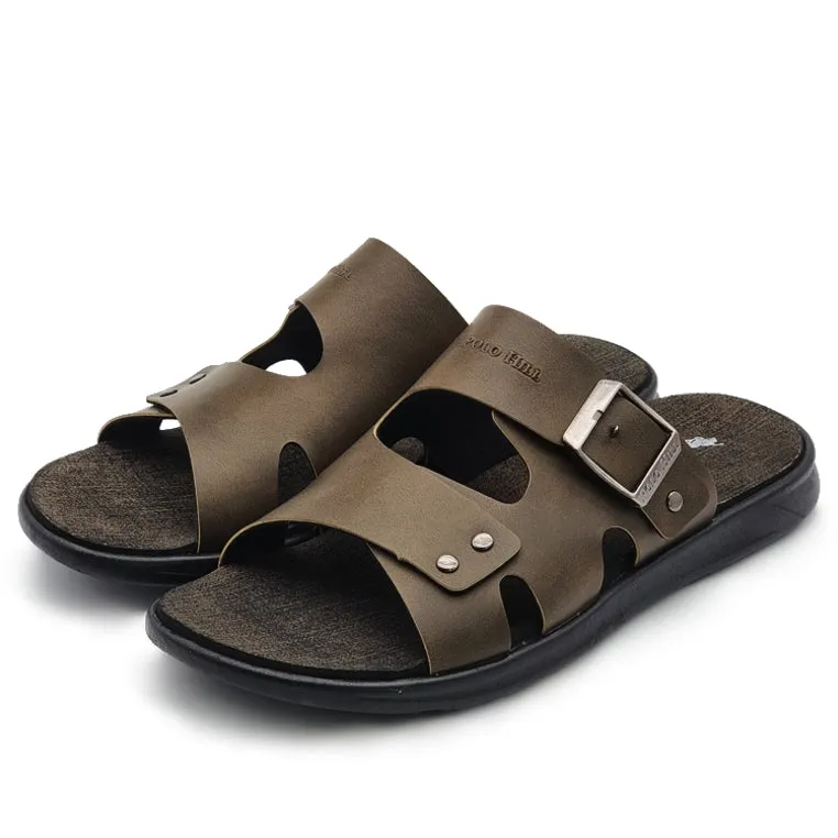 Single Buckle Cut Out Slide Sandals Walkable Sandals