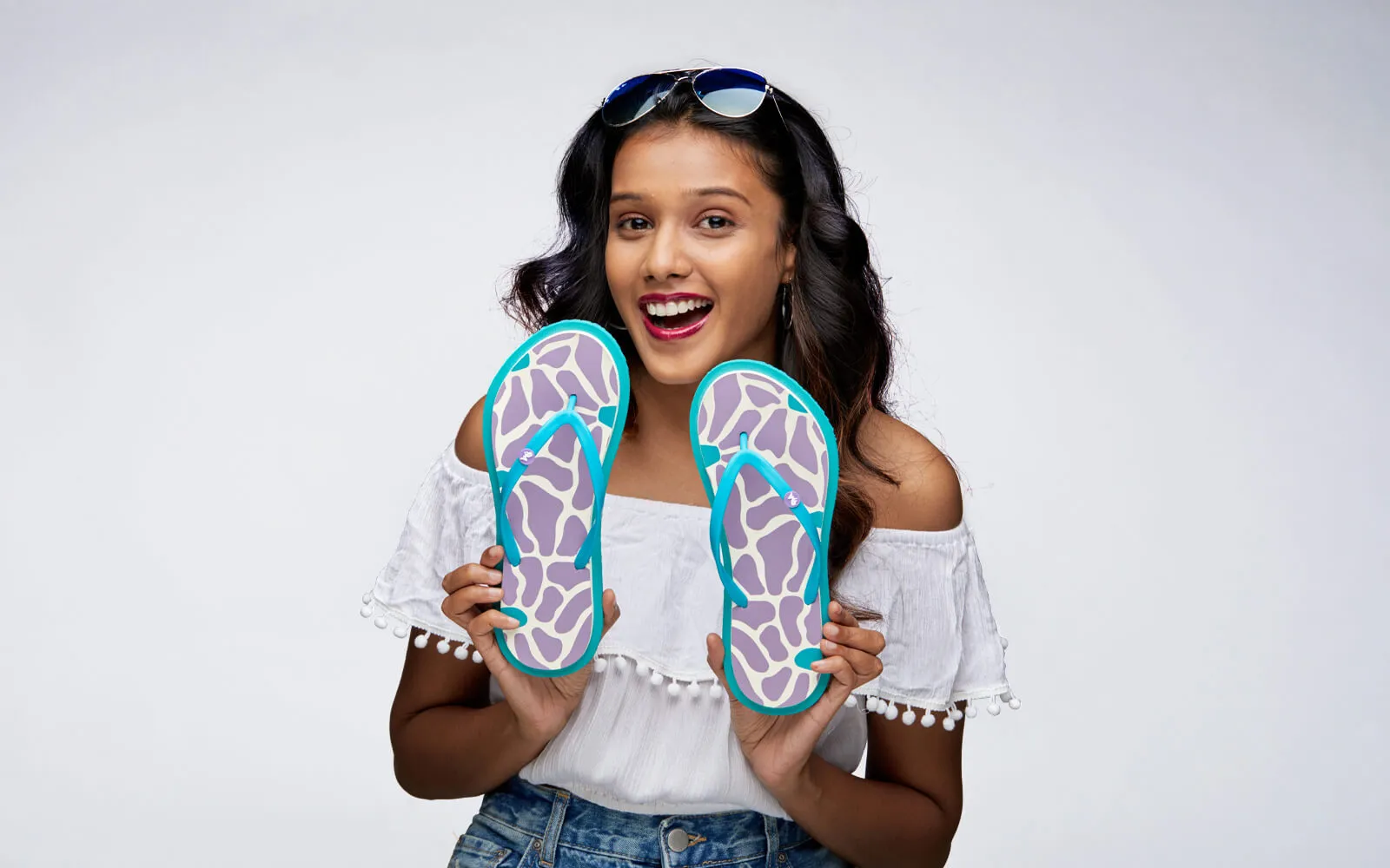 Flip Flops Narrow Feet Printed Flip Flops : Lavender