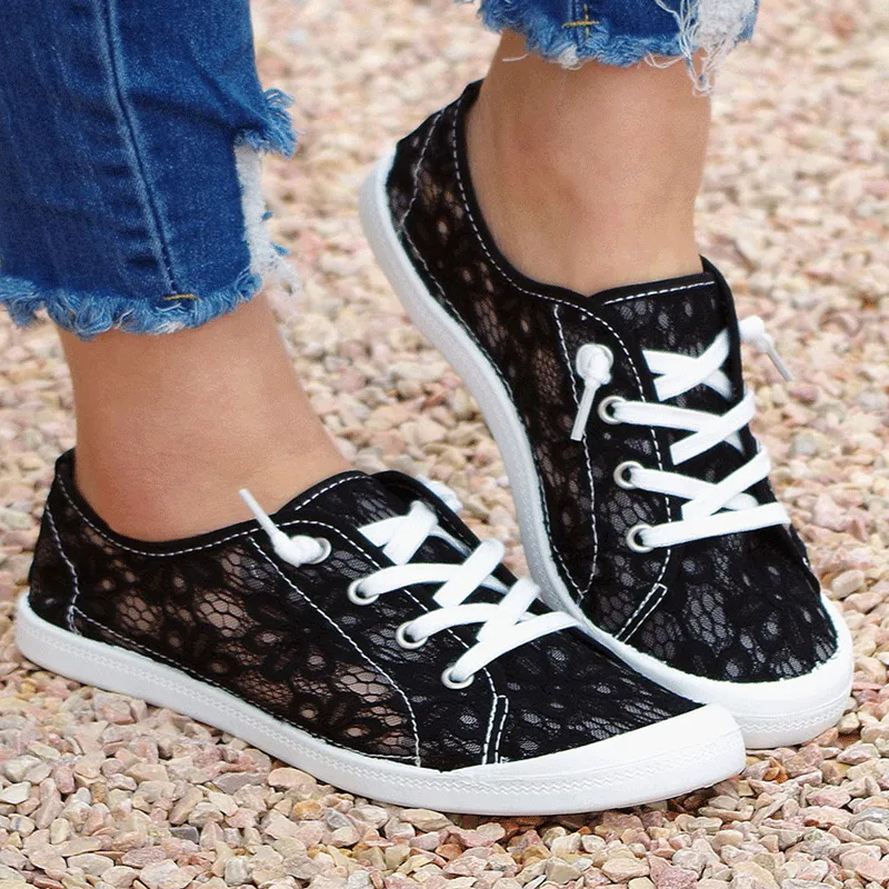 Sneakers 574 Women summer fashion lace flowers breathable slip on sneakers