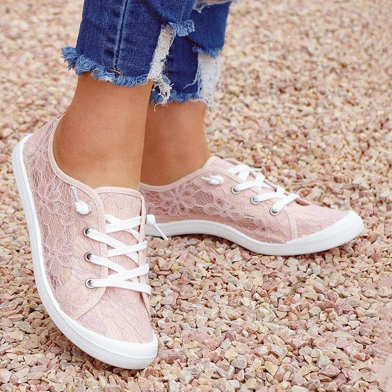 Women summer fashion lace flowers breathable slip on sneakers Sneakers For Sale