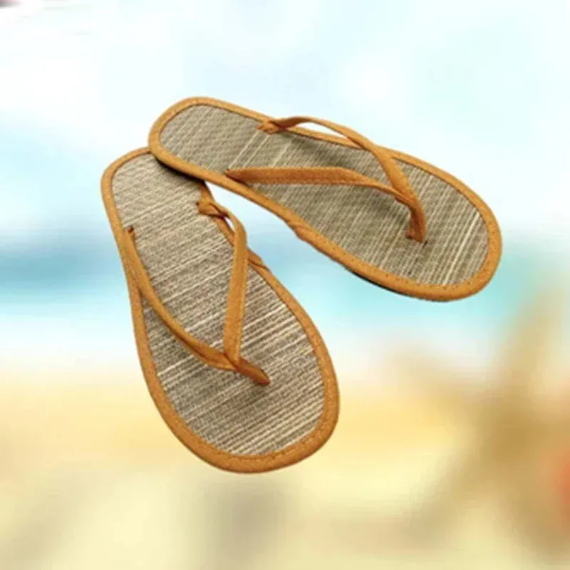 Kitty Flip Flops Summer Women Flat Flip-flops Slippers Comfortable Non-slip Sandals Bamboo Rattan Flip Flop Home Bathroom Fashion Slippers
