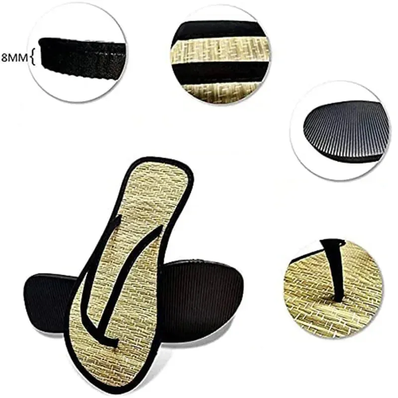 Ua Fat Tire Flip Flops Summer Women Flat Flip-flops Slippers Comfortable Non-slip Sandals Bamboo Rattan Flip Flop Home Bathroom Fashion Slippers