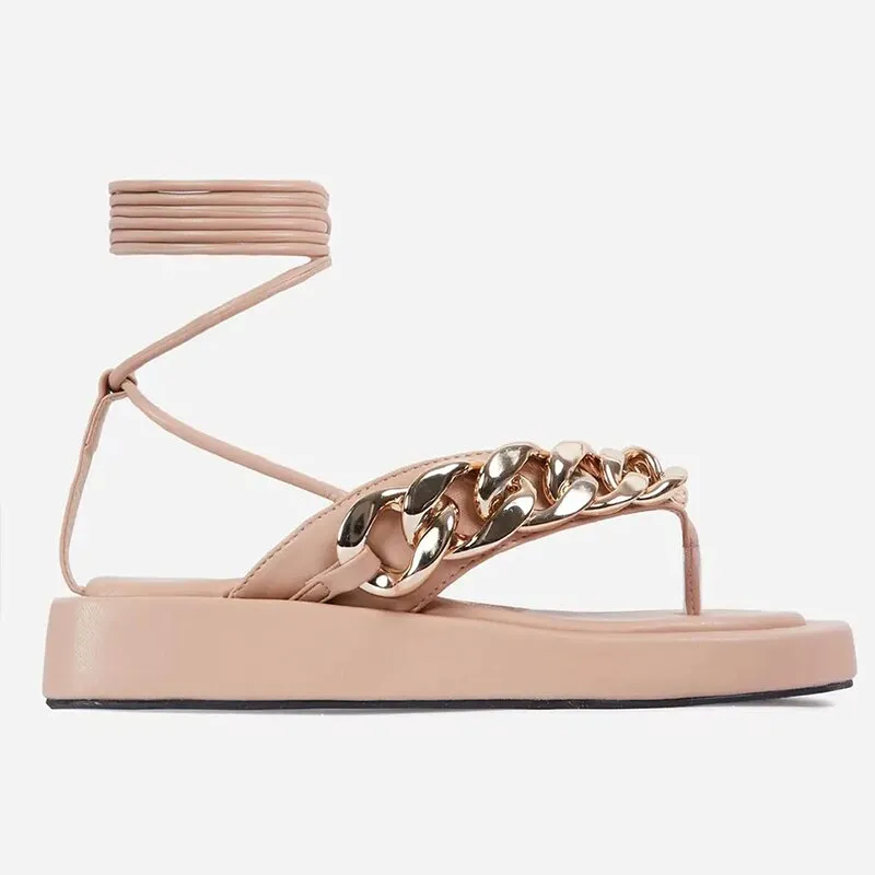 Double Wide Width Sandals Purpdrank - Women Sandals Rock Style Heels Sandals Summer Shoes Women Lace Up Platform Sandalias Mujer Chain Flip Flops Women Wedges Shoes