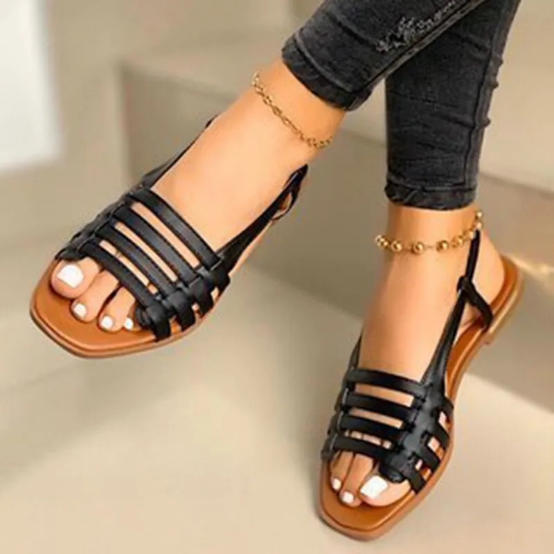 Purpdrank - Women Shoes Vintage Roman Platform Women Sandals Summer Buckle Causal Solid Durable Ladies Sandals Outdoor Rubber Footwear Femme Sandals With A Bow