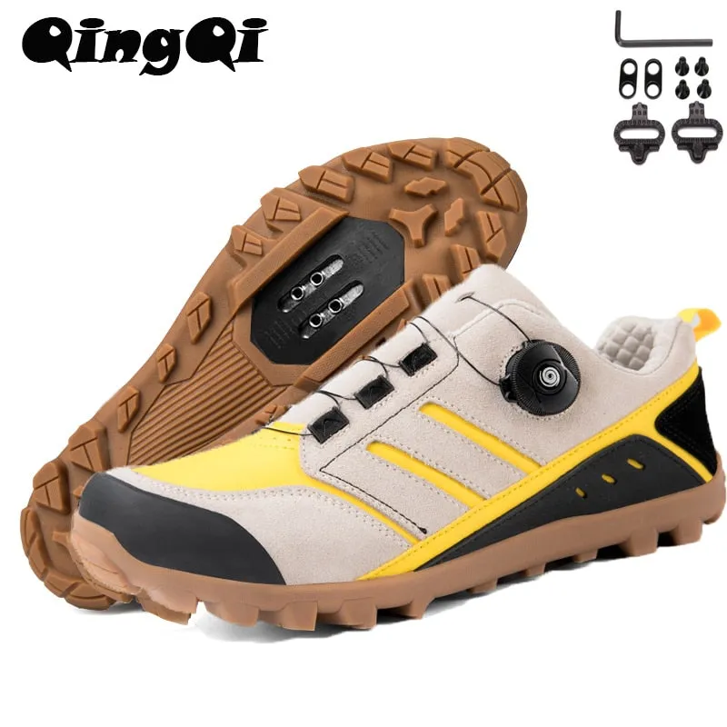 QQ-TB181 Mens Cycl MTB Shoes High Quality Cycling Shoes Hiking Gravel Road Bicycle Sneakers for Men Tenis Masculino Size39-50 Stamp Flat Shoes