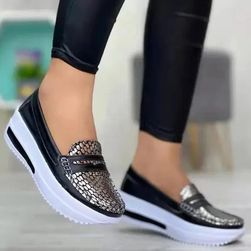 Luxury Designer Women Fashion Loafers Breathable Slip-On Vulcanized Shoes Casual Wedge Heel Lightweight Woman Sneakers Italy Loafers