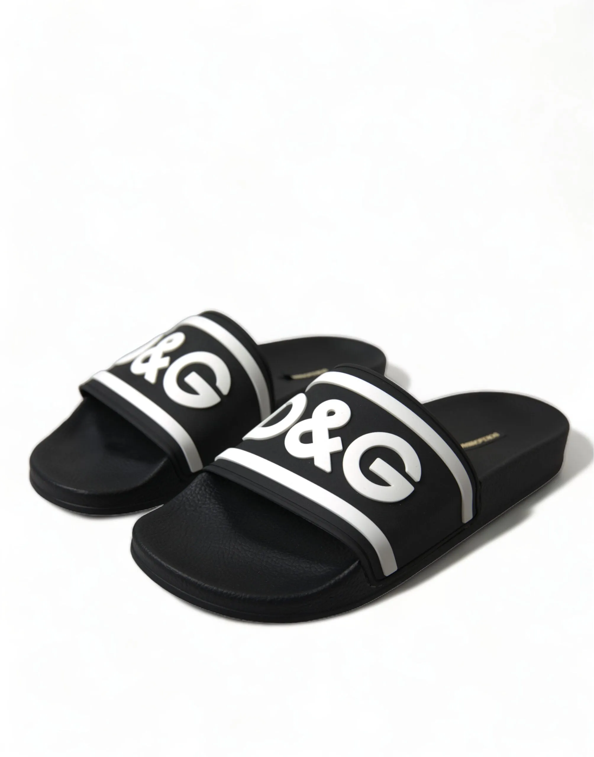 Slippers With Soles For Outdoors Dolce & Gabbana Black Rubber Sandals Slippers Beachwear Men Shoes