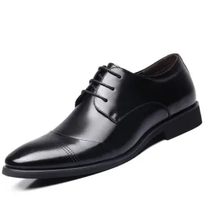 Shoes Heels To Flats Business Dress Shoes Wedding Pointed Toe Fashion Genuine Leather Shoes Flats Oxford Shoes For Men Black Brown BRM-436