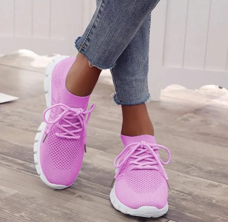 Sneakers For Working Trendy Mesh Platform Sneakers Socks Shoes Tennis