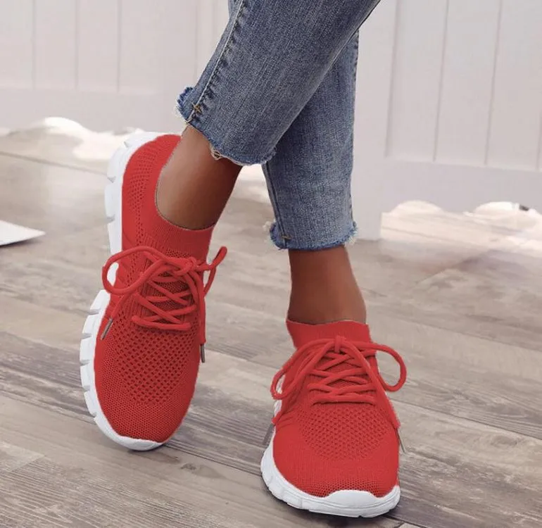Trendy Mesh Platform Sneakers Socks Shoes Tennis Tweed Sneakers