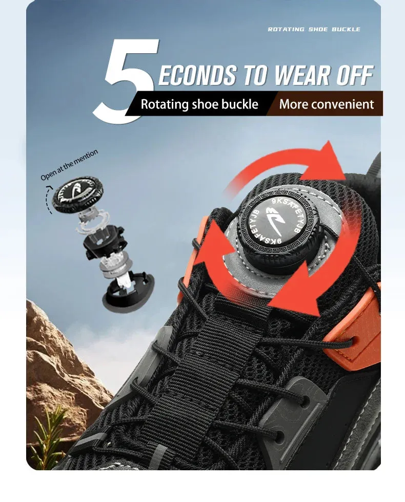 Best Csa Approved Work Boots Rotating Buttons Boots Breathable Work Sneakers Men Safety Shoes Puncture-Proof Indestructible Shoes Non-slip