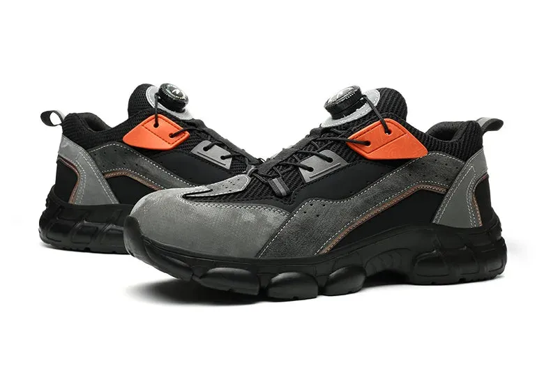 Rotating Buttons Boots Breathable Work Sneakers Men Safety Shoes Puncture-Proof Indestructible Shoes Non-slip Work Boots Gel Insoles
