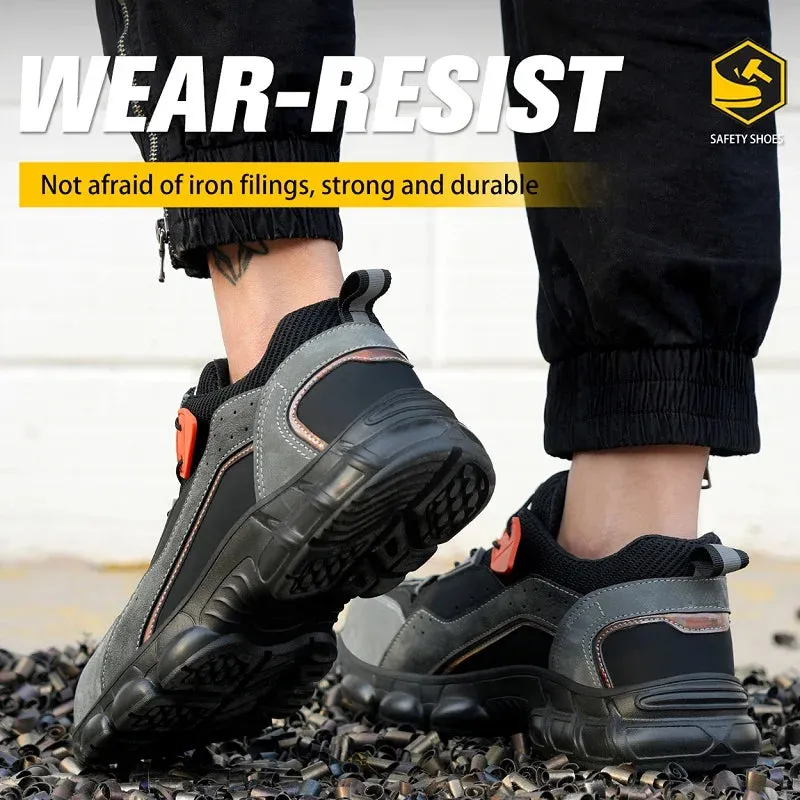 Rotating Buttons Boots Breathable Work Sneakers Men Safety Shoes Puncture-Proof Indestructible Shoes Non-slip W