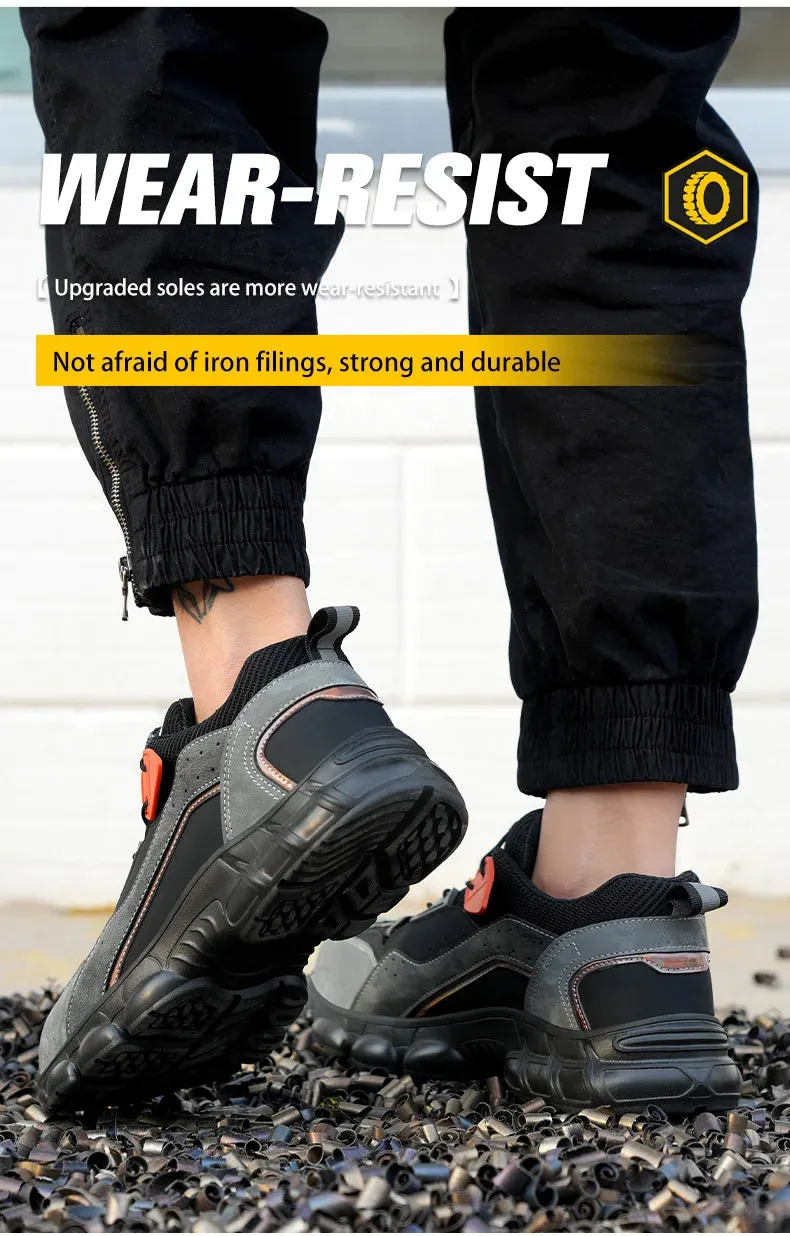 Rotating Buttons Boots Breathable Work Sneakers Men Safety Shoes Puncture-Proof Indestructible Shoes Non-slip Best Work Boots For Electrician