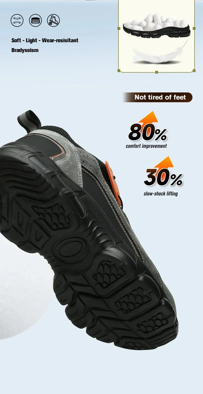 Barn Work Boots Rotating Buttons Boots Breathable Work Sneakers Men Safety Shoes Puncture-Proof Indestructible Shoes Non-slip
