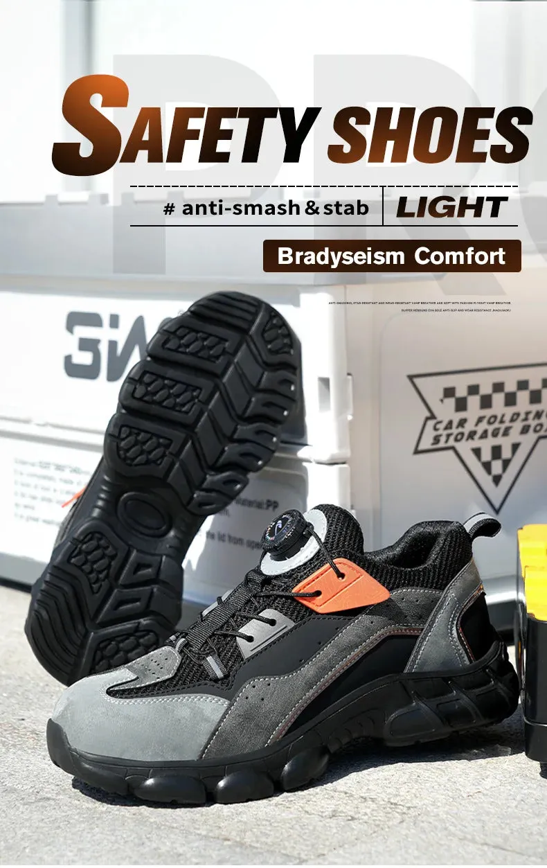 Toughest Work Boots Rotating Buttons Boots Breathable Work Sneakers Men Safety Shoes Puncture-Proof Indestructible Shoes Non-slip