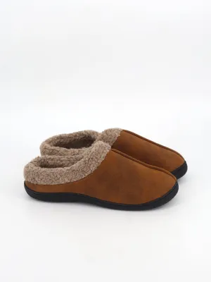 Men's Plain Faux Fur Slippers,Dark Brown Free Crochet Patterns For Slippers