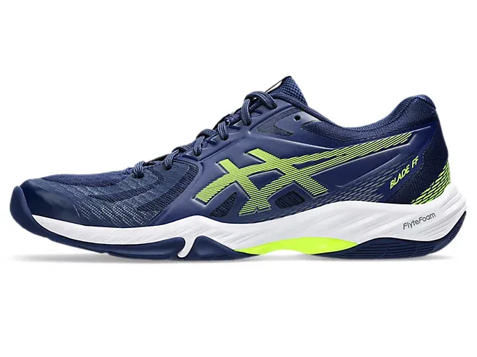 Asics Metrolyte Walking Shoes Asics Men's BLADE FF Indoor Shoes in Blue Expanse/Safety Yellow
